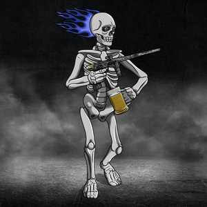 Adrenaline Skully NFT - Baba Yaga in Bones with Mug - Adrenaline